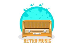 retro muziekillustratieontwerp met oude radio vector