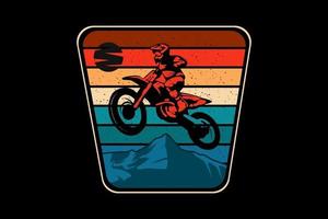 motorcross avontuur silhouet ontwerp retro stijl vector