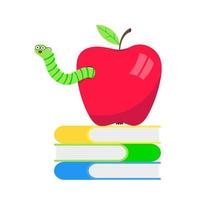 worm met apple cartoon karakter pictogram zucht. vector