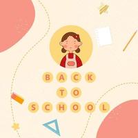 terug naar school poster achtergrond vierkant met kind illustratie vector