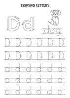 letters van het Engelse alfabet traceren. zwart-wit werkblad. vector