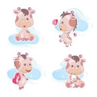 schattige giraffe kawaii cartoon vector tekens set