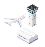 luchthaven startbaan verkeerstoren van transportvluchten in het veld in vector