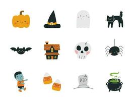 spookachtig halloween icoon set. vector