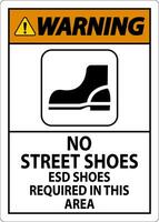 waarschuwing teken Nee straat schoenen, esd schoenen verplicht in deze Oppervlakte vector