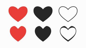 rood hart en zwart met schets symbolen reeks icoon ontwerp. vector illustratie