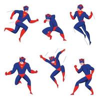 superheld actie poses set vectorillustratie vector