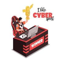 cyber sport winnaar samenstelling vectorillustratie vector