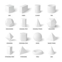 basis 3D-vormen witte realistische set vectorillustratie vector