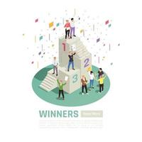 geïsoleerde en isometrische winnaar concept vectorillustratie vector