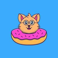 schattige kat met een donut op zijn nek. vector