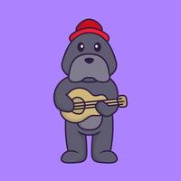 schattige hond die gitaar speelt. vector