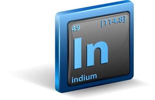 indium chemisch chemisch symbool met atoomnummer en atoommassa vector