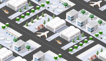 naadloze patroon isometrische 3D-stadsluchthaven met vervoer vector