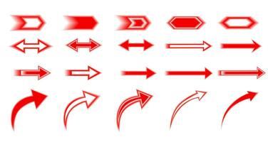 reeks rood wazig pijl icoon. vector illustratie