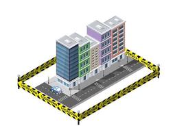 de stad is in medicijnquarantaine vanwege gevaar vector