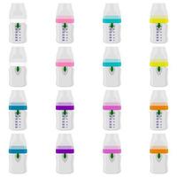 grote gekleurde kit babymelk in fles met rubberen fopspeen vector
