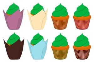 illustratie op thema Ierse vakantie st patrick dag, grote set cupcakes vector