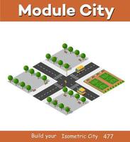 isometrische 3D-blokmodule van het districtsdeel van vector