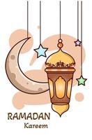 maan en lantaarn decoratie ramadan kareem pictogram cartoon afbeelding vector