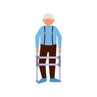 grootvader avatar oude man met rollator vector design