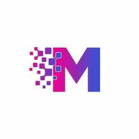 m beginletter digitale pixels tech logo vector