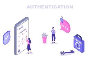 authenticatie beveiliging vlakke afbeelding vector