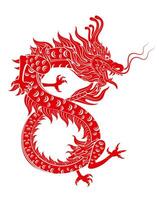 traditioneel Chinese draak rood dierenriem teken aantal 8 oneindigheid geïsoleerd Aan wit achtergrond voor kaart ontwerp afdrukken media of festival. China maan- kalender dier gelukkig nieuw jaar. vector illustratie.