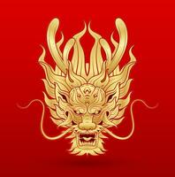 traditioneel Chinese draak goud dierenriem teken geïsoleerd Aan rood achtergrond voor kaart ontwerp afdrukken media of festival. China maan- kalender dier gelukkig nieuw jaar. vector illustratie.