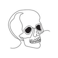 single lijn menselijk schedel vector kunst ontwerp.