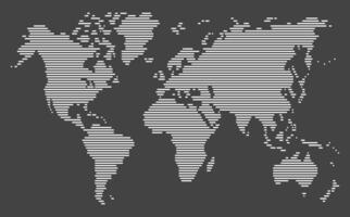 horizontaal lijn wereld kaart vector en illustratie