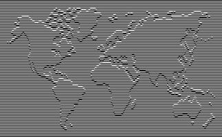 horizontaal gestreept lijn wereld kaart optisch illusie vector en illustratie
