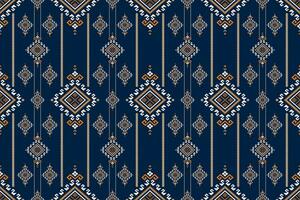 indigo marine blauw meetkundig traditioneel etnisch patroon ikat naadloos patroon grens abstract ontwerp voor kleding stof afdrukken kleding jurk tapijt gordijnen en sarong aztec Afrikaanse Indisch Indonesisch vector