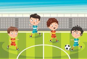 kleine kinderen aan het voetballen vector