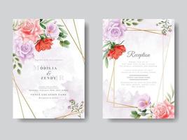 romantische bloemen bruiloft uitnodigingskaart vector