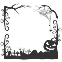 halloween themed foto kader met halftone en halloween boom vector