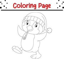 gelukkig Kerstmis dier kleur bladzijde. zwart en wit vector illustratie voor kleur boek