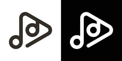 Notitie muziek- en Speel logo ontwerp lijn icoon vector illustratie