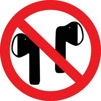 Nee hoofdtelefoons icoon. niet toestaan oortelefoons symbool. Nee oordopjes toegestaan teken. vlak stijl. vector