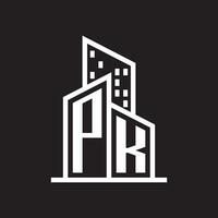 pk echt landgoed logo ontwerp met gebouw stijl , logo voorraad vector