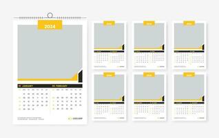 2024 kalender ontwerp sjabloon, zes bladzijde 2024 modern afdrukken klaar kalender ontwerp sjabloon vector
