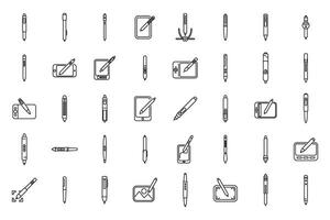 digitale penpictogrammen geplaatst overzichtsvector. grafische tool vector