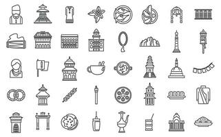 Kathmandu pictogrammen reeks schets vector. toerisme horizon vector