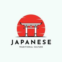 Japans traditioneel cultuur torii logo ontwerp creatief idee vector