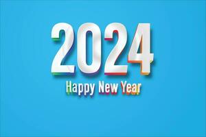 gelukkig nieuw jaar 2024 3d filmische regenboog gloed tekst voor banier of poster vector