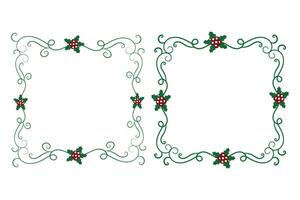 decoratief sier- Kerstmis grens kader, vrolijk Kerstmis hulst bladeren plein lijsten, ornament kader grens hoek decoratie, bruiloft groet kaarten uitnodiging kaart vakantie bladzijde borders vector