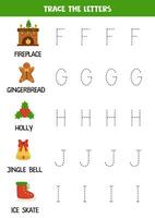 traceren brieven van Kerstmis alfabet. schrijven oefening. vector