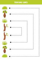 traceren lijnen voor kinderen. Australisch flora. handschrift oefening. vector