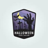 halloween logo icoon ontwerp inspiratie met hand, maan en knuppel vector illustratie