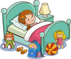 vector illustratie van schattig kinderen slapen in zijn bed